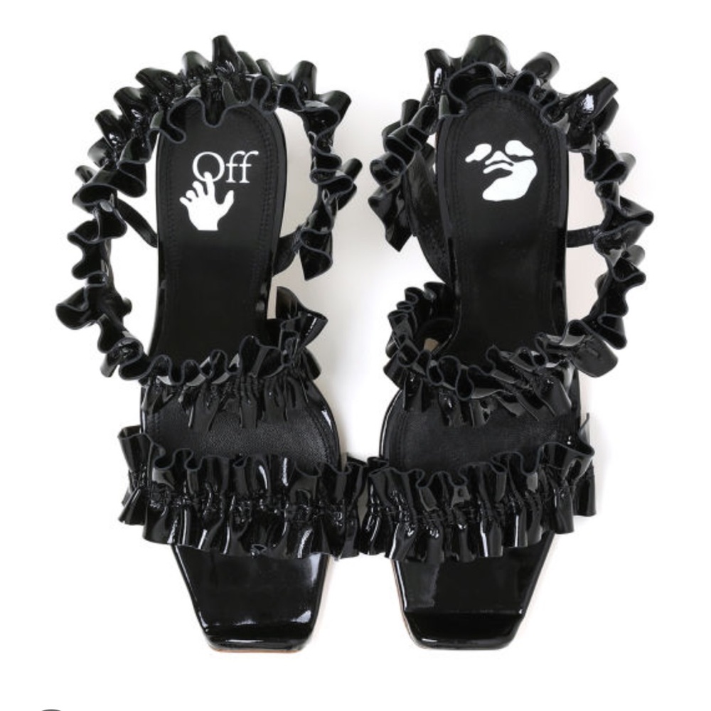NWT Off-White Virgil Abloh Patent Curtain Allen Ruffle Sandals